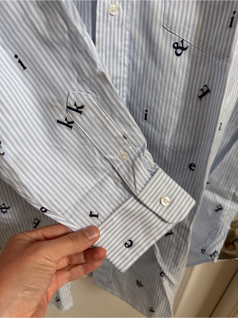 NWT Frank & Eileen Mackenzie One-Size Button-Up Shirt F&E striped blue white - Picture 6 of 11